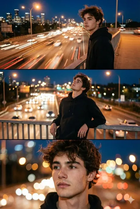 Night City Bridge Triptych