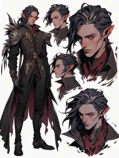 Male Necromancer Character Sheet in Witcher Style