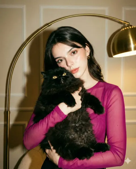 Beauty and Her Grumpy Black Cat