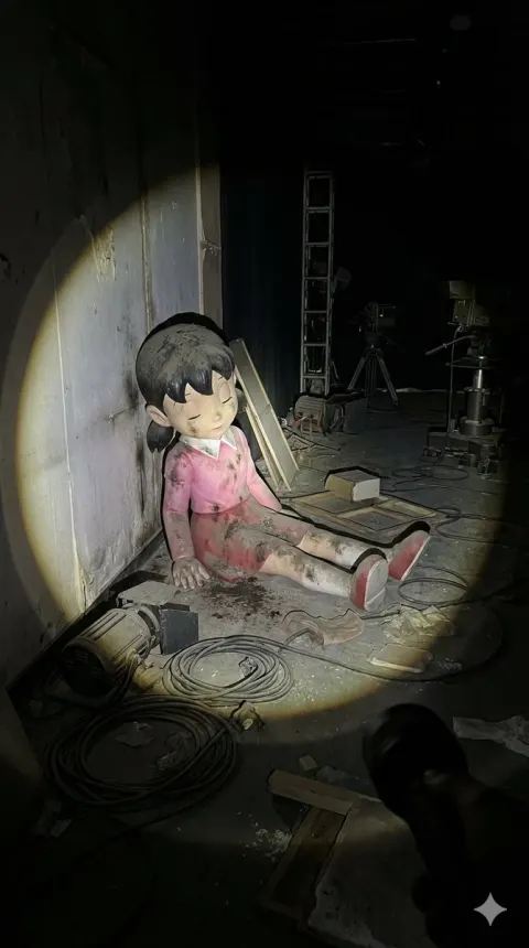 Flashlight Beam in Abandoned Studio