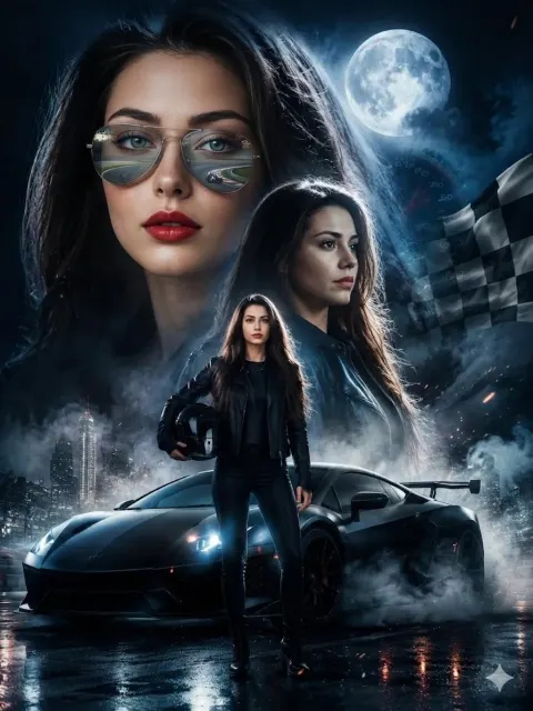 Female Street Racer Cinematic Poster