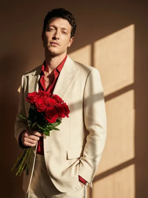 Gentleman Portrait With Red Roses