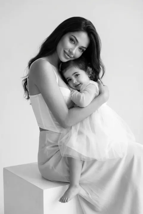 Black and White Mother Baby Portrait