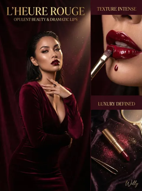 Opulent Burgundy Lipstick Editorial