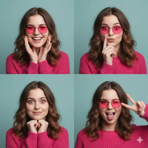 Playful Pink Fashion Portrait Collage