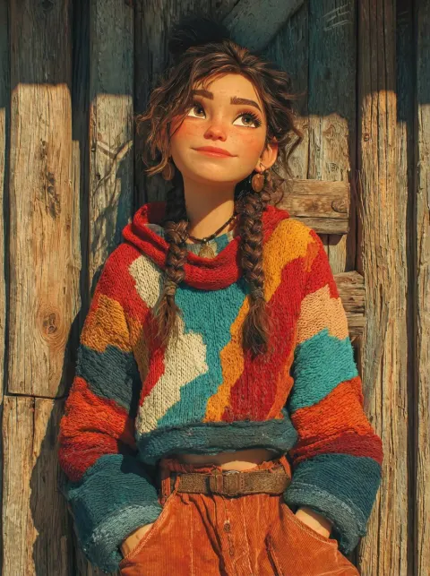 Cozy Autumn Girl Wooden Wall