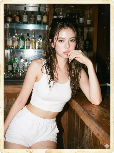 Vintage 80s Bar Counter Portrait