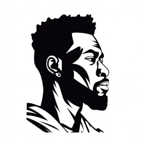 Black Man Sketch Flat Vector Icon Design