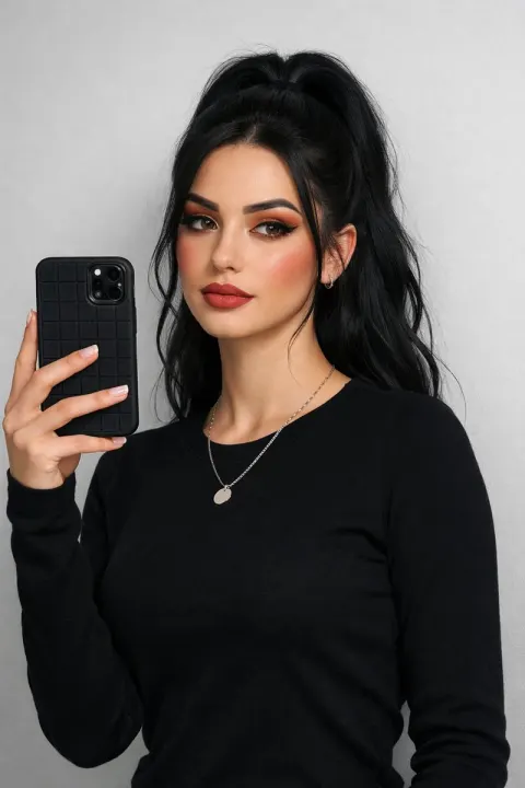Minimalist Black Glam Mirror Selfie