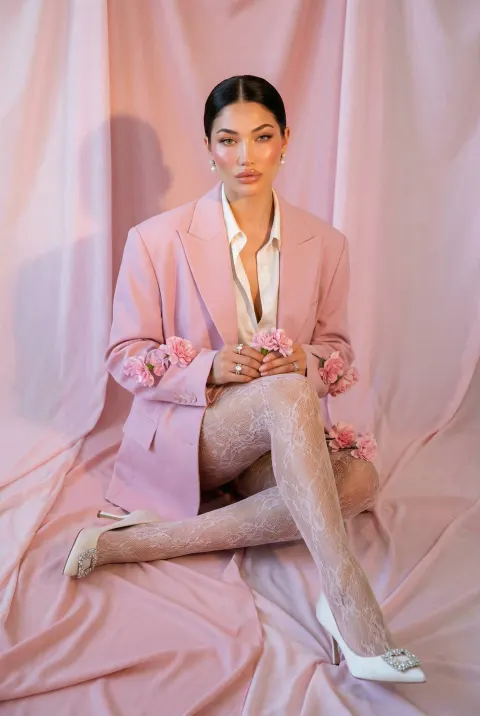Pastel Pink Couture Editorial Portrait