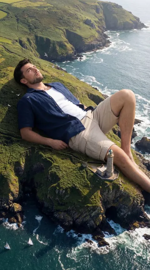 Giant Resting on Coastal Cliff