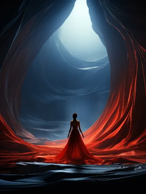 Minimalist Figure in Vast Dark Sapphire Space