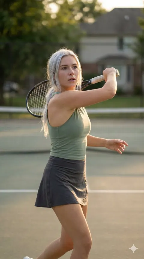 Tennis Girl Golden Hour Portrait
