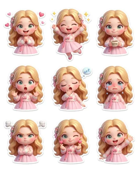 Pixar Style 3D Chibi Stickers