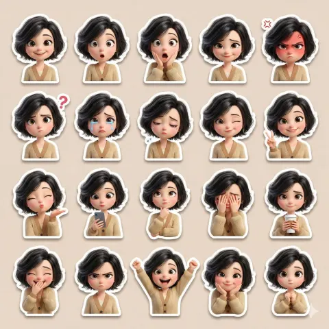 Cute Girl Sticker Collage Pack
