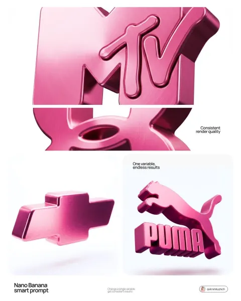 Pink Metallic 3D Logo Render