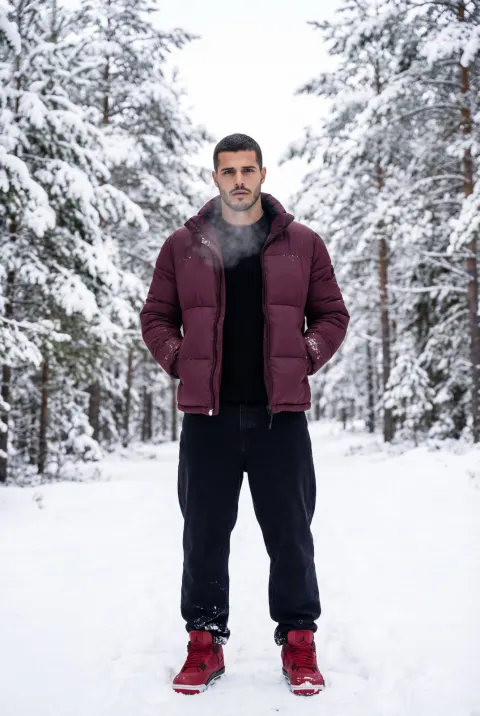 Burgundy Style in Snowy Pines
