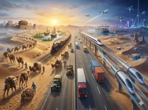 Transportation Evolution Panoramic Art