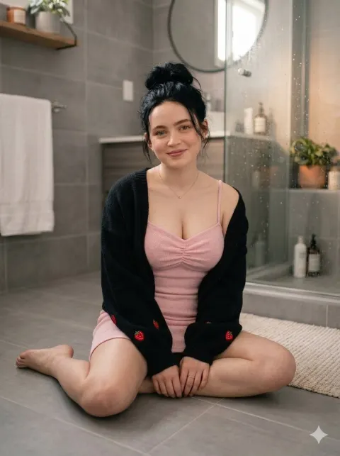 Bathroom Portrait Young Woman
