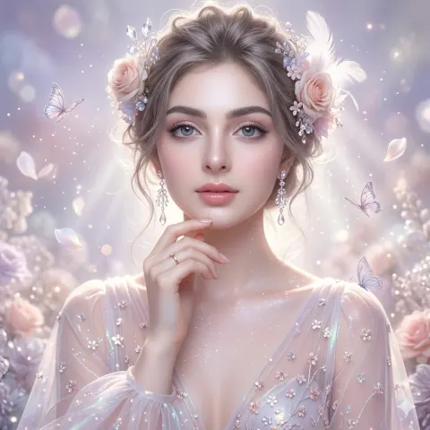 Ethereal Fairycore Fantasy Portrait Art