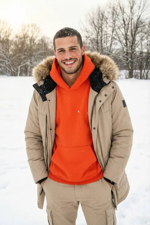 Snowy Winter Streetwear Portrait