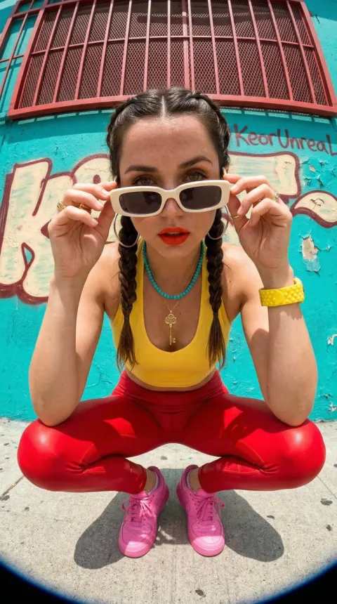 Retro Streetwear Fisheye Portrait
