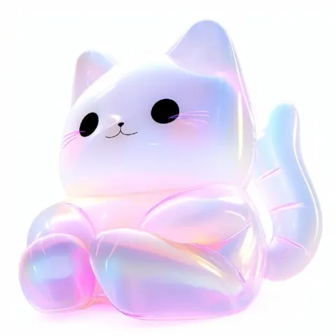 Inflatable Translucent Kitty Cat Doll 3D Render