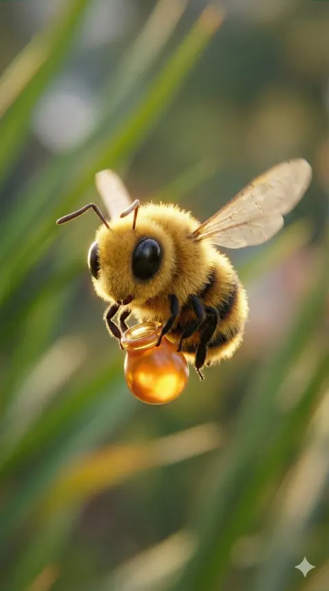 Cute Bee Macro Render Flight