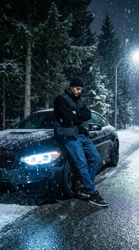Winter Night BMW M4 Scene