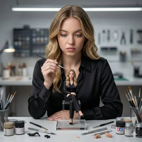 Woman Painting Her Own Hyper-Realistic Miniature