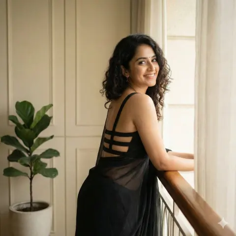 Saree Beauty Balcony Gaze