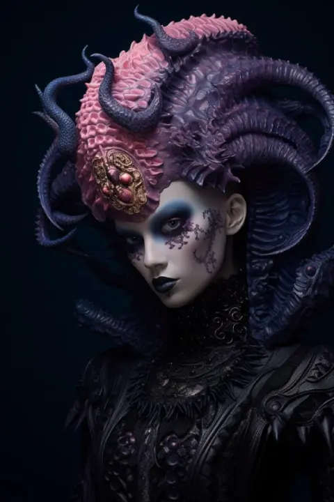 Sea Creature Costume Portrait With Purple Hair