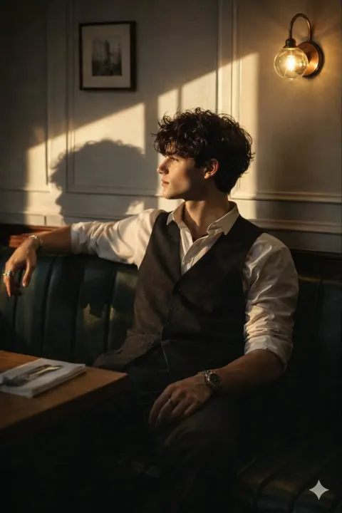 Golden Hour Gentleman in Vintage Café
