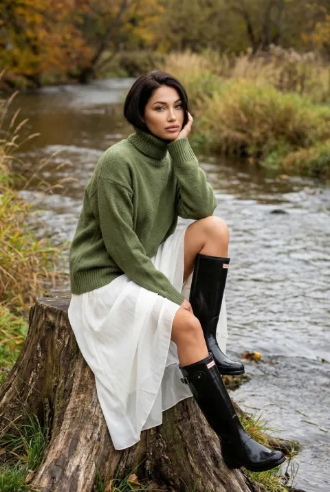 Moody Autumn Riverbank Fashion Editorial