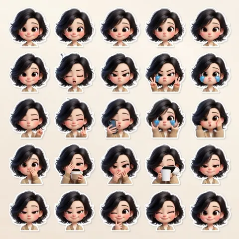 Cute Girl Sticker Pack Collection