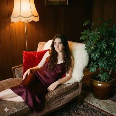 Vintage Film Portrait On Retro Sofa