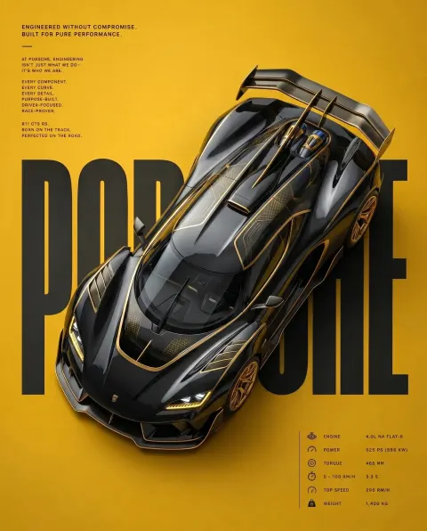 Sleek Black Gold Hypercar Design