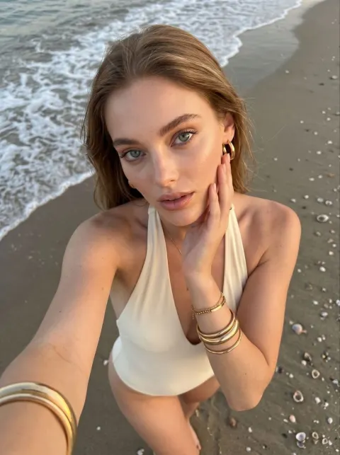 Golden Hour Beach Selfie Goddess