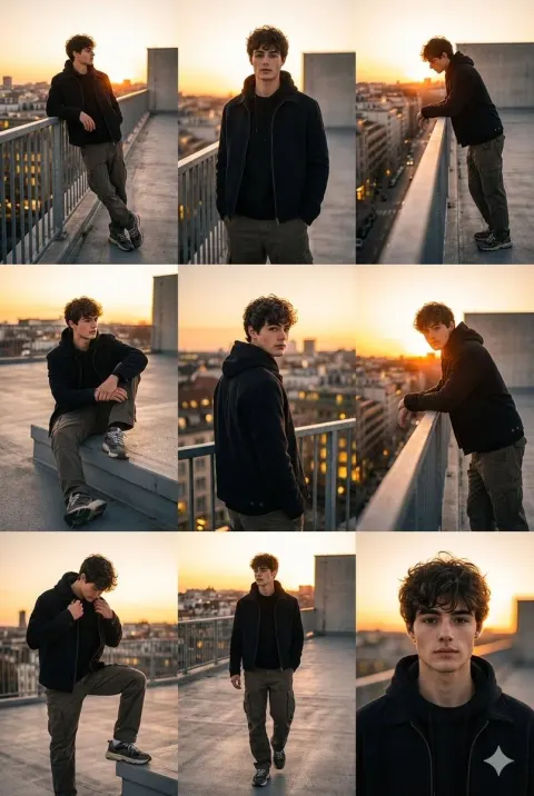 Rooftop Sunset Streetwear Fashion Collage