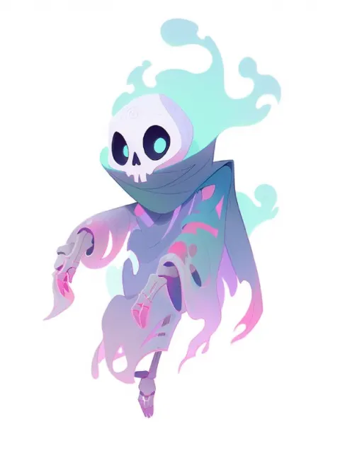 Cute Viking Ghost Gouache Game Concept Art