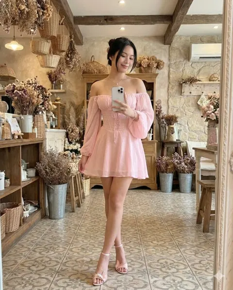 Mirror Selfie in Pink Dress