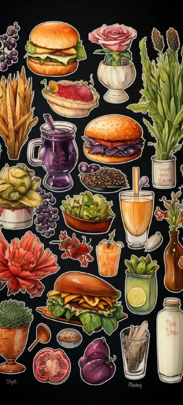 Ethereal Watercolor Food Sticker Set for Friends