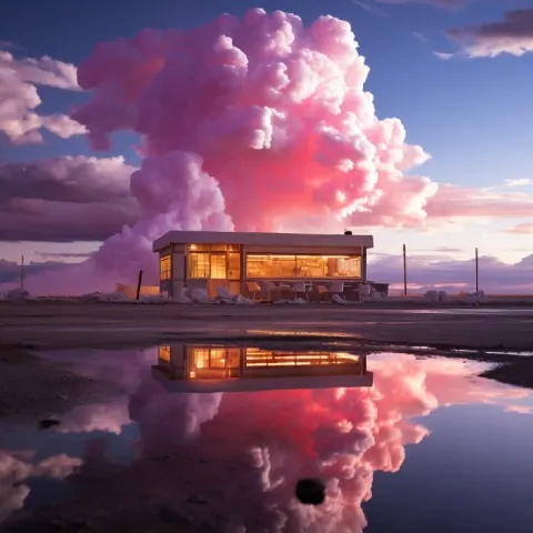 Retro Diner on Salt Flat Before Nuclear Blast