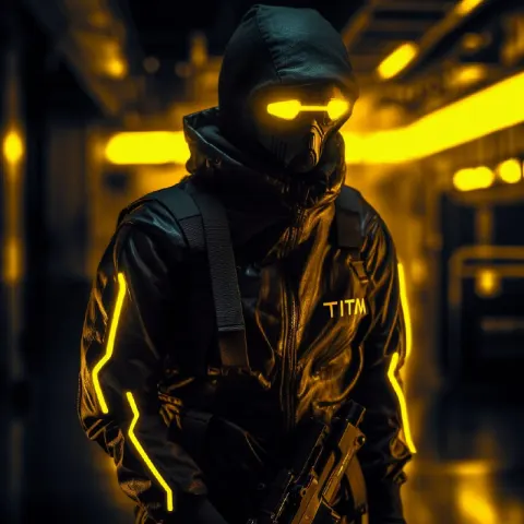 Tron SWAT Ninja in Black and Yellow Cyberpunk