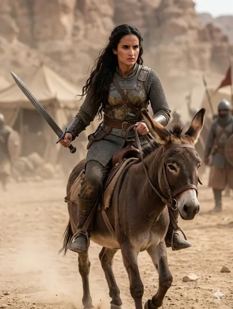Desert Warrior Woman on Donkey