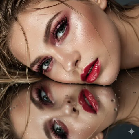 Wet Reflection Couture Beauty Portrait