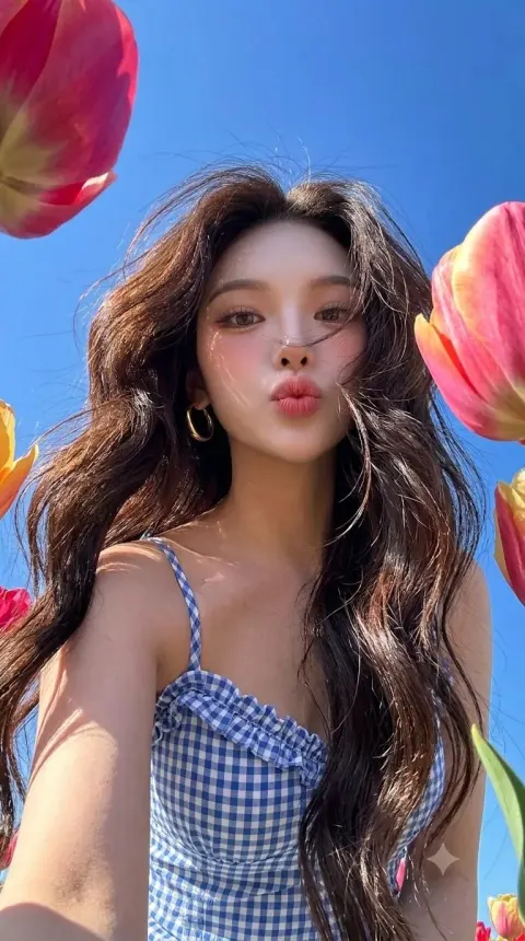 Summer Tulip Selfie Portrait