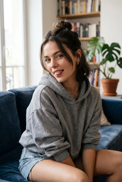 Playful Girl Tongue Tease