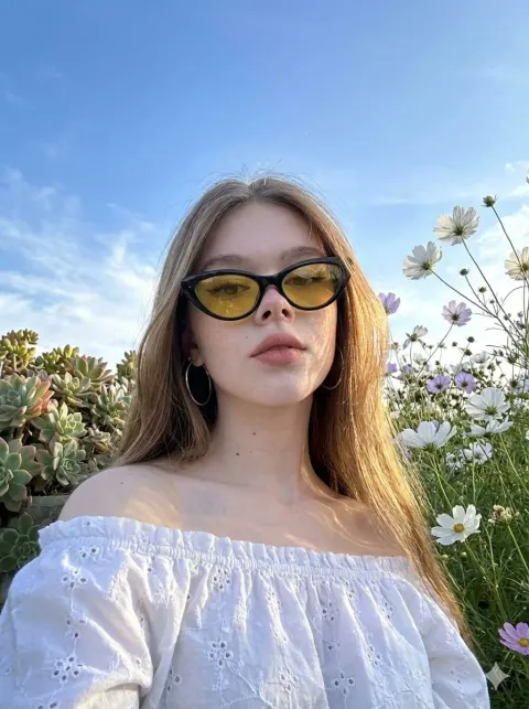 Stylish Low Angle Garden Selfie Portrait