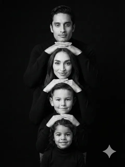 Four Generations Stacked Portrait